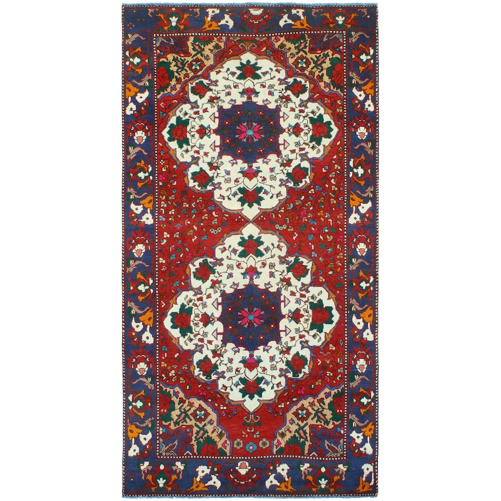 Fine Vintage Distressed Kehinde Red/Navy Runner - 5'3" x 10'0"