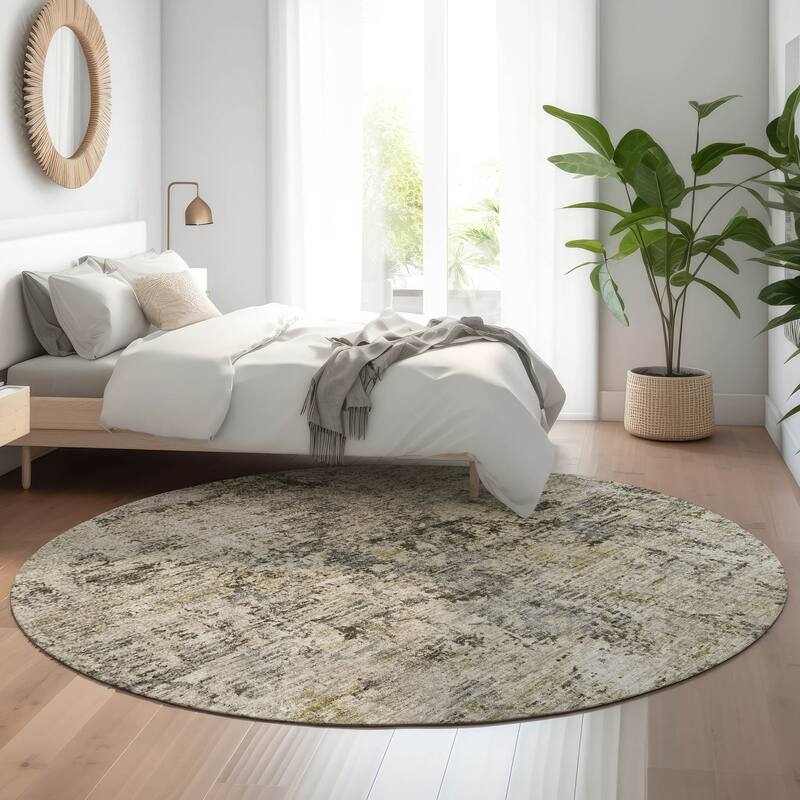 Premium Washable Super Soft Modern Farmhouse Mayfield Rug - Taupe - 8' x 8' - Round