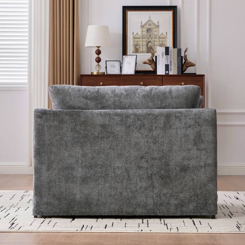 45.3"W Modern Chenille Leisure Chair, Reading ArmChair with 3 Pillows