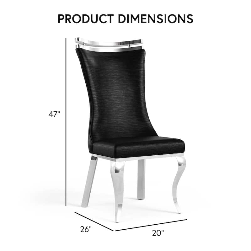 Furniture of America Thaddeus Glam Stainless Steel Upholstered Dining Side Chair (Set of 2)