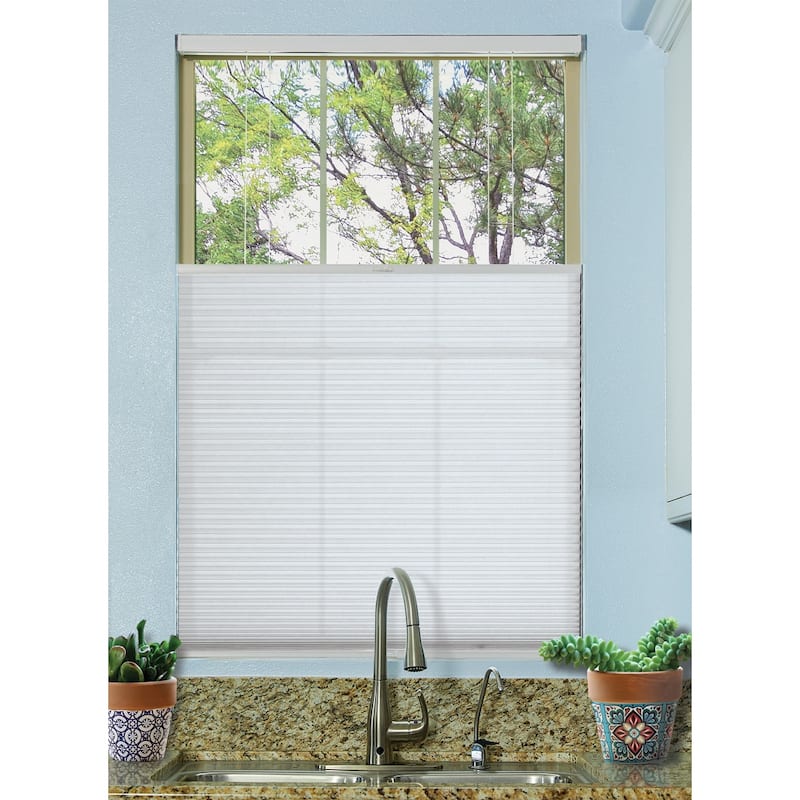 BlindsAvenue Cordless Top Down/Bottom Up Light Filtering Cellular Honeycomb Shade, 9/16" Single Cell, White