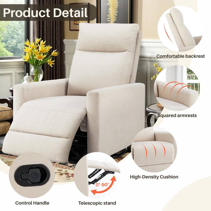 Recliner Chair, Swivel Rocking, Glider Rocker Recliner, Nursery Chair With Footrest For Living Room