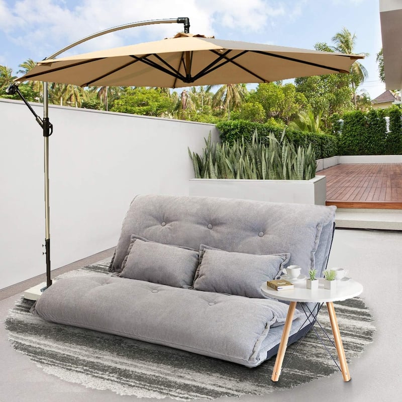 Modern Adjustable Ergonomic Fabric-Covered Sofa Bed Chair with Metal Frame - Grey
