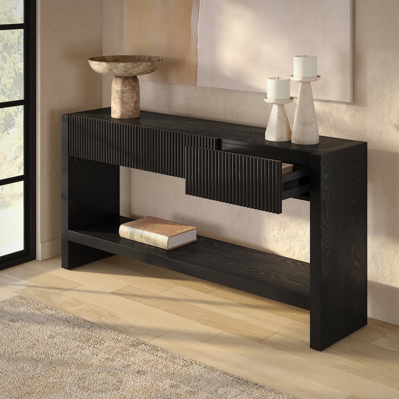 Manzanita 60" Wide Rectangular Solid Wood Fluted Console Table - 60" Wide