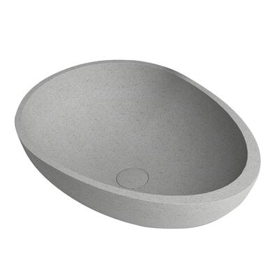Oval Concrete Vessel Bathroom Sink in Grey