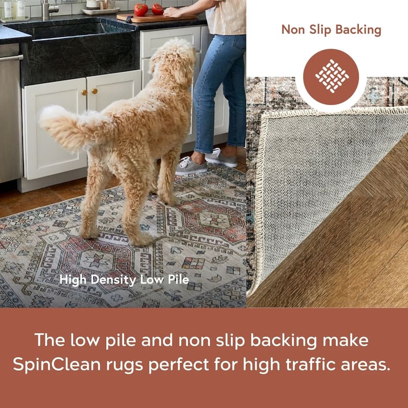 Nuloom Gracie SpinClean Distressed Medallion Machine Washable Area Rug