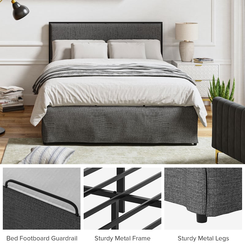 Oliver Modern Washable Slipcover Bed Upholstered Metal by HULALA HOME