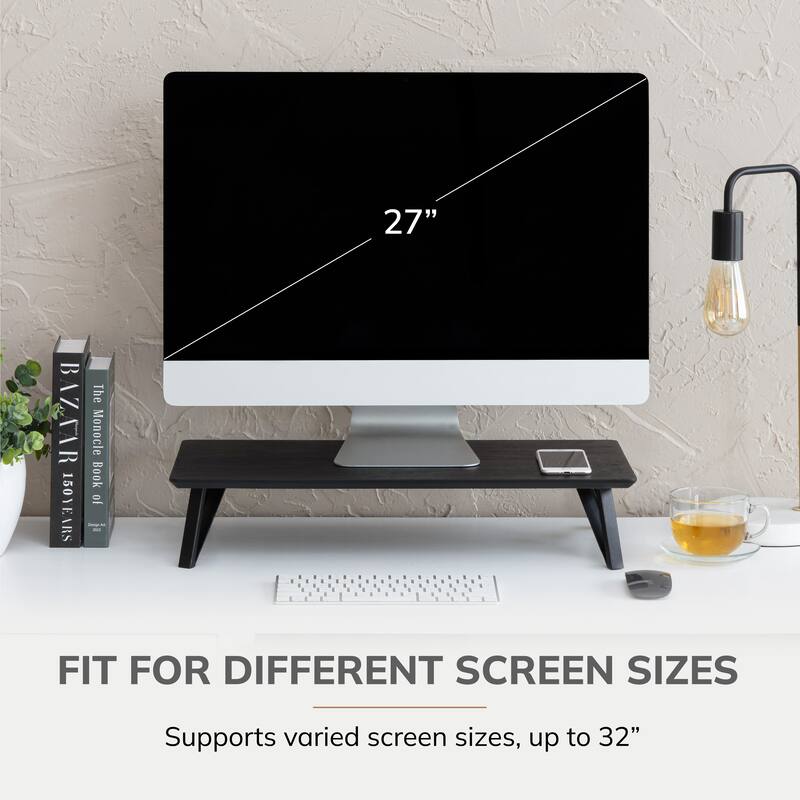 Jani Wood Monitor Stand Riser Desk - Ergonomic Design Stand, Desktop Organizer Table for Home, Office Workspace, Gaming Desk
