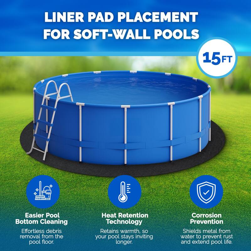 Swimline Hydrotools Above Ground Round Liner Pad, Pool Protector Mat, 15 Ft - 7