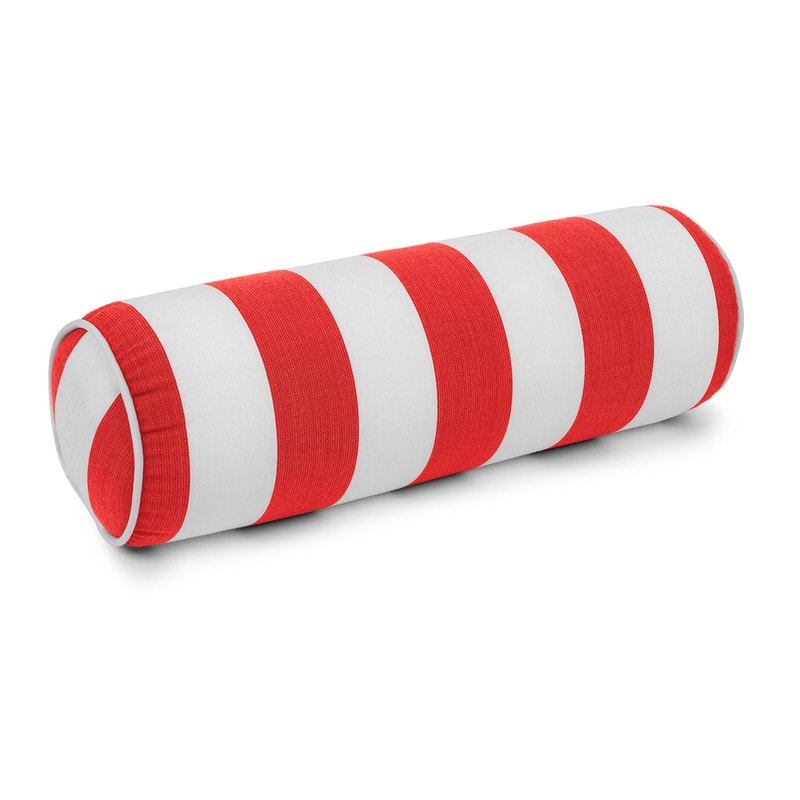 Sherry Kline Indoor/Outdoor Cabana Stripe Set of 2 Neckroll Bolster - N/A - Red/White