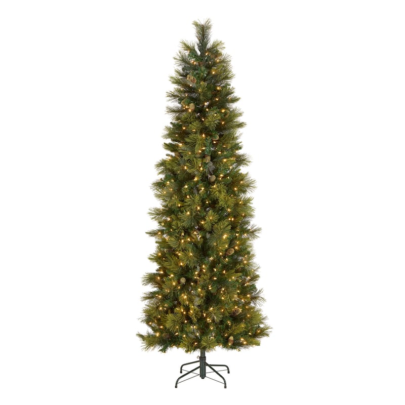 National Tree Company 7.5 ft. Carolina Pine Slim Tree with Clear Lights - 7.5 Foot