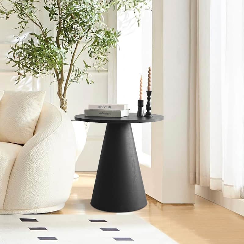 24 Inch Round Black Pedestal End Table