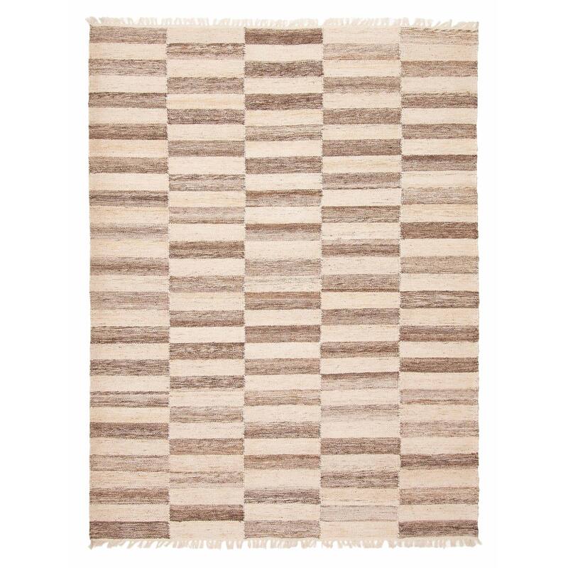 ECARPETGALLERY Flat-Weave Ankara FW Beige Wool Kilim - 5'8 x 7'5 - Beige - 5'8 x 7'5