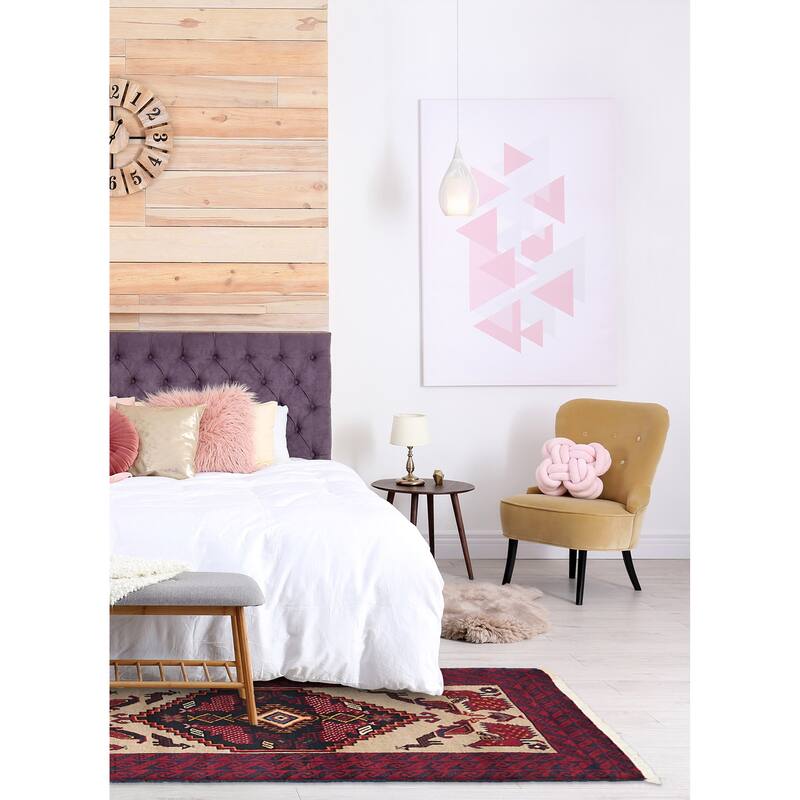 ECARPETGALLERY Hand-knotted Baluch Beige, Red Wool Rug - 3'0 x 5'6