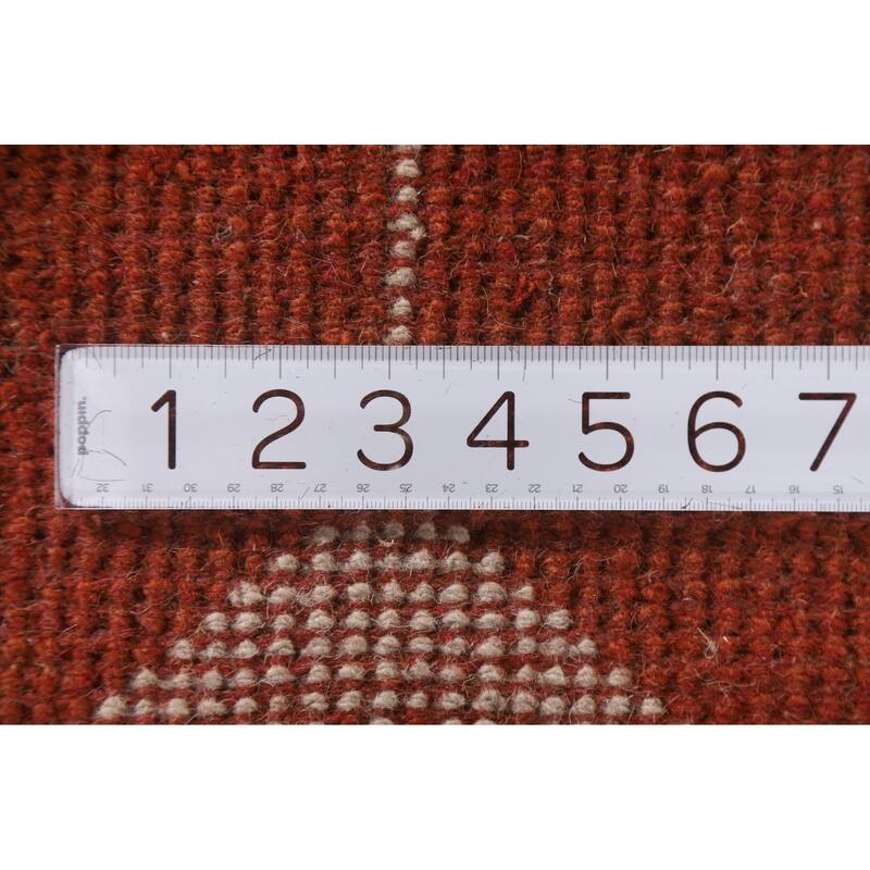 Hand Knotted Oriental 100% Wool Carpet Modern All-Over Oranges & Rust Gabbeh Area Rug - 7' 7'' X 5' 2''