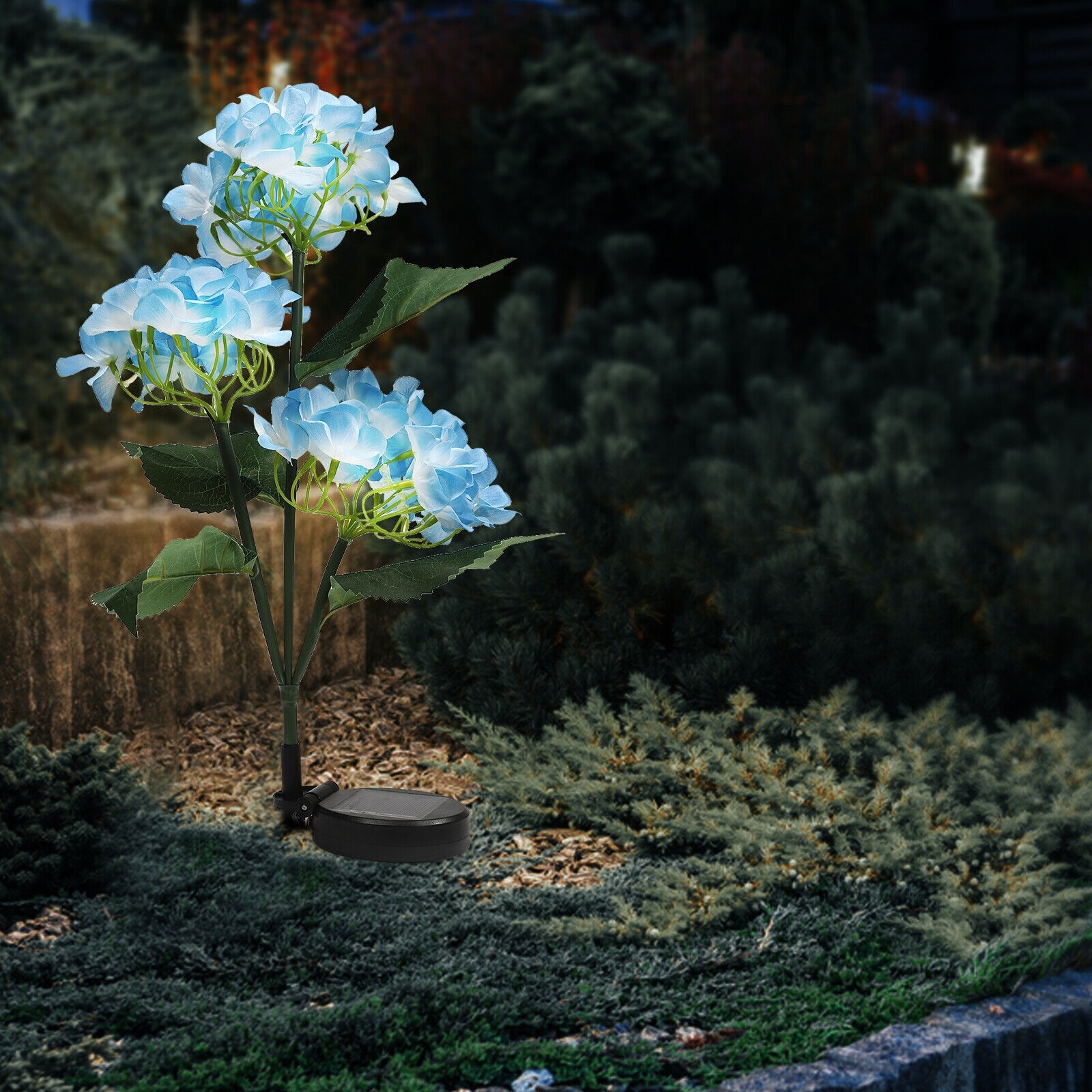 Solar hydrangea garden stake top