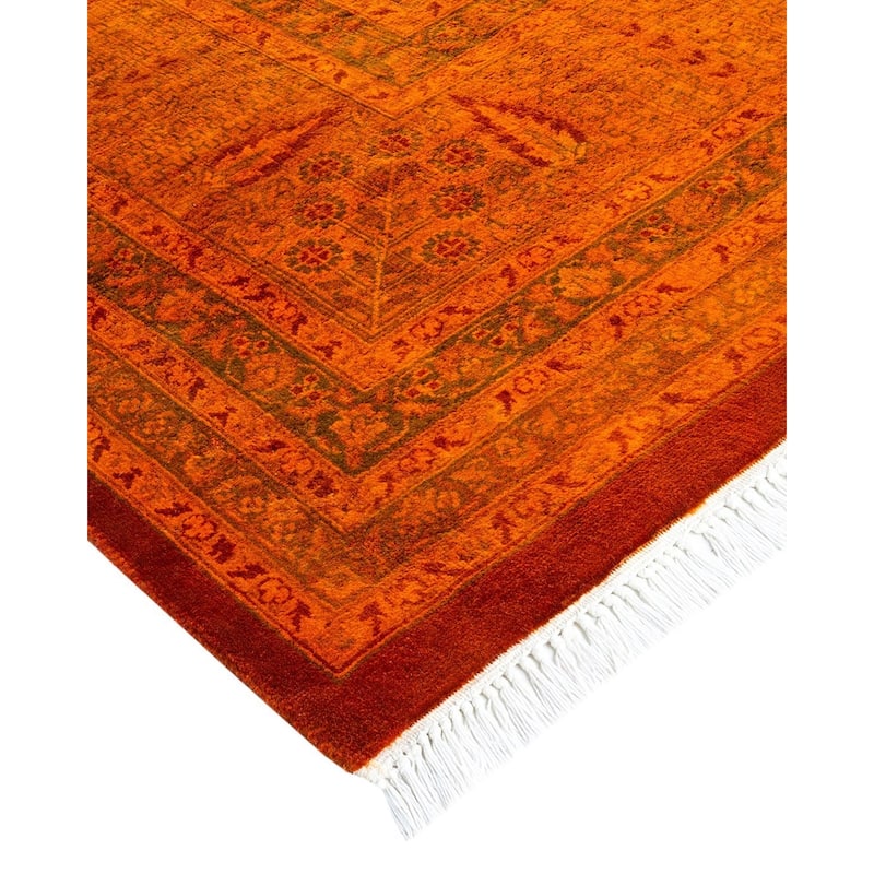 Overton Handknotted Wool Vintage Inspired Contemporary Overdyed Yellow Area Rug - 17' 1" x 9' 4"