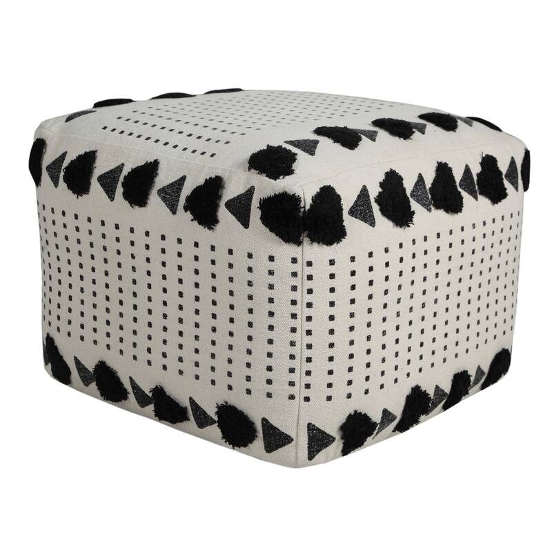 Sevita Textured Dash and Dot Pouf Ottoman