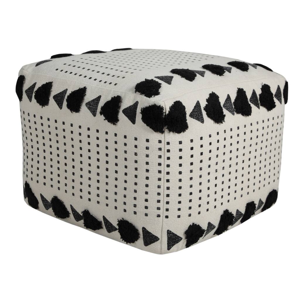 Sevita Textured Dash and Dot Pouf Ottoman