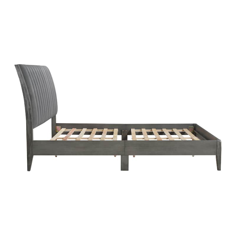 Queen Size Velvet Platform Bed with Upholstered Headboard and Solid Wood Legs - All-in-One Box