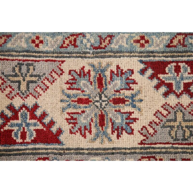 Gray Kazak Area Rug Handmade Wool Carpet - 5'8" x 7'10"