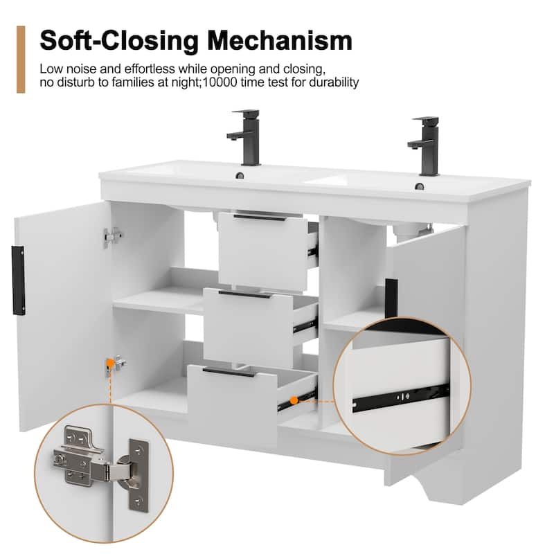 Vertical Stripes Bathroom Vanity Set with Sink Top & Faucet