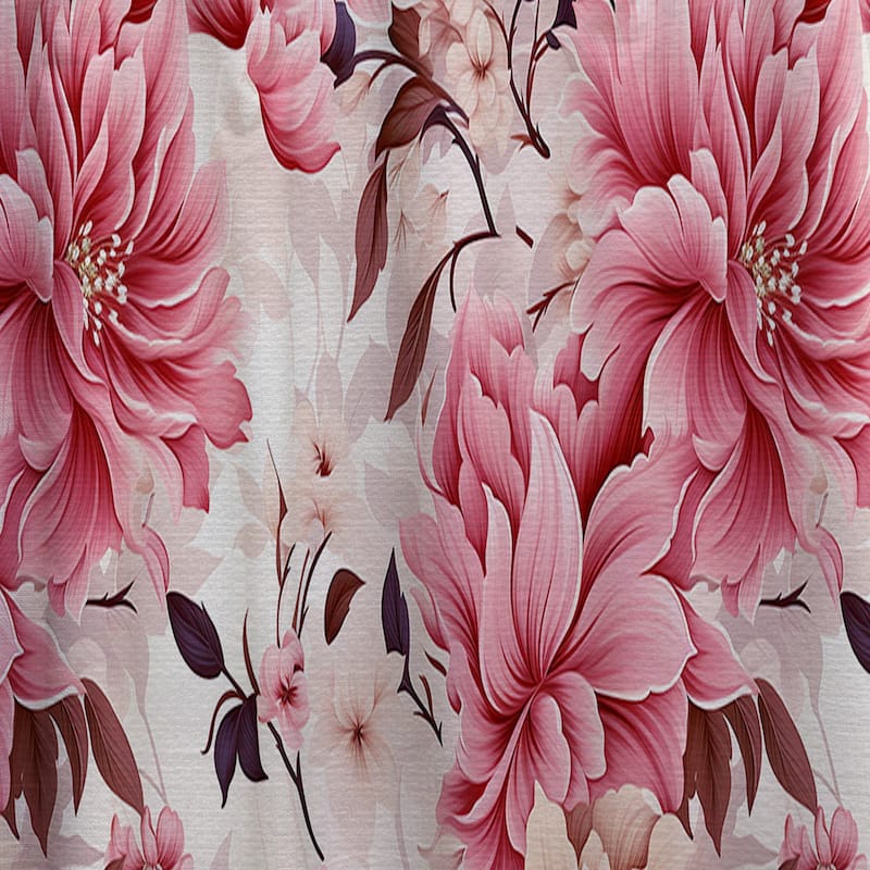 Designart "Soft Pink Peony Bouquet Garden" Floral Printed Art Curtain For Bedroom