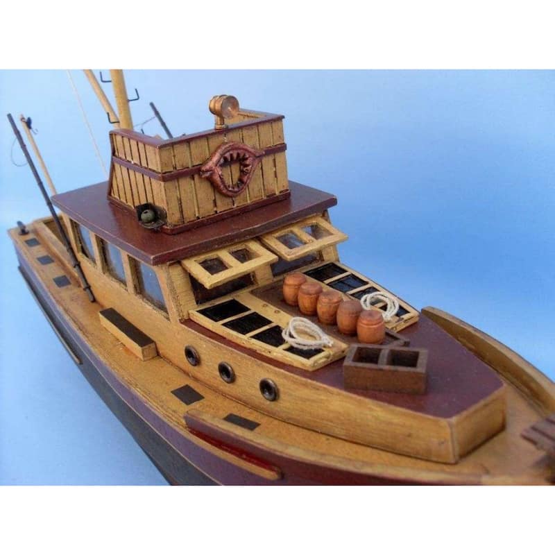 20" Brown Jaws Orca Model Fishing Boat Wooden Base with Metal Nameplate Ideal for Maritime-Themed Decor - 20" L x 6" W x 17" H