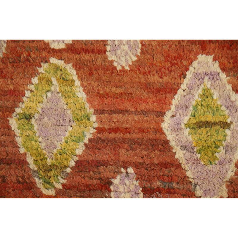Orange Moroccan Oriental Runner Rug Handmade Hallway Wool Carpet - 3'5" x 15'10"