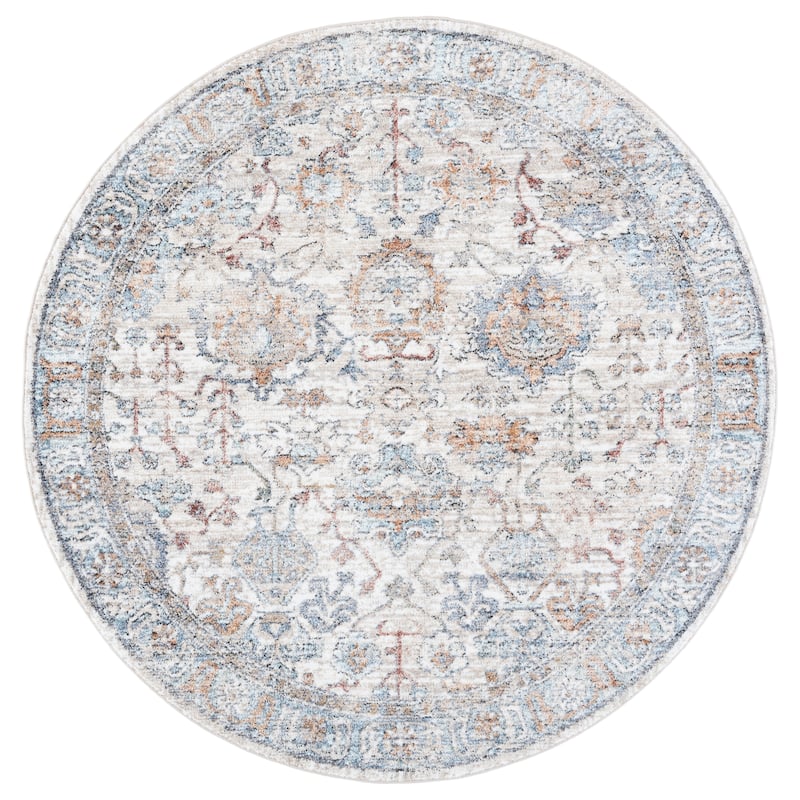 SAFAVIEH Jasmine Cathey Vintage Rug - 5'3" Round - Ivory/Blue