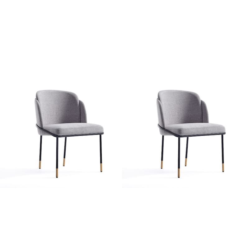 Manhattan Comfort Flor Fabric Dining Chair - Set of 2 - Grey