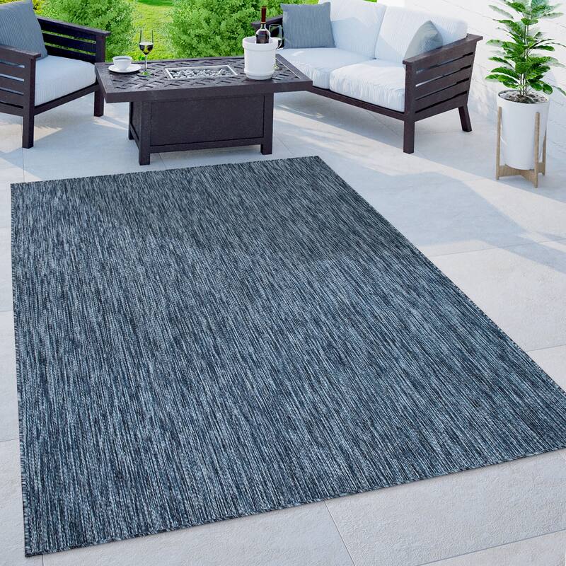 Variegated Waterproof Outdoor Rug for Patio - 6'7" x 9'2" - Blue