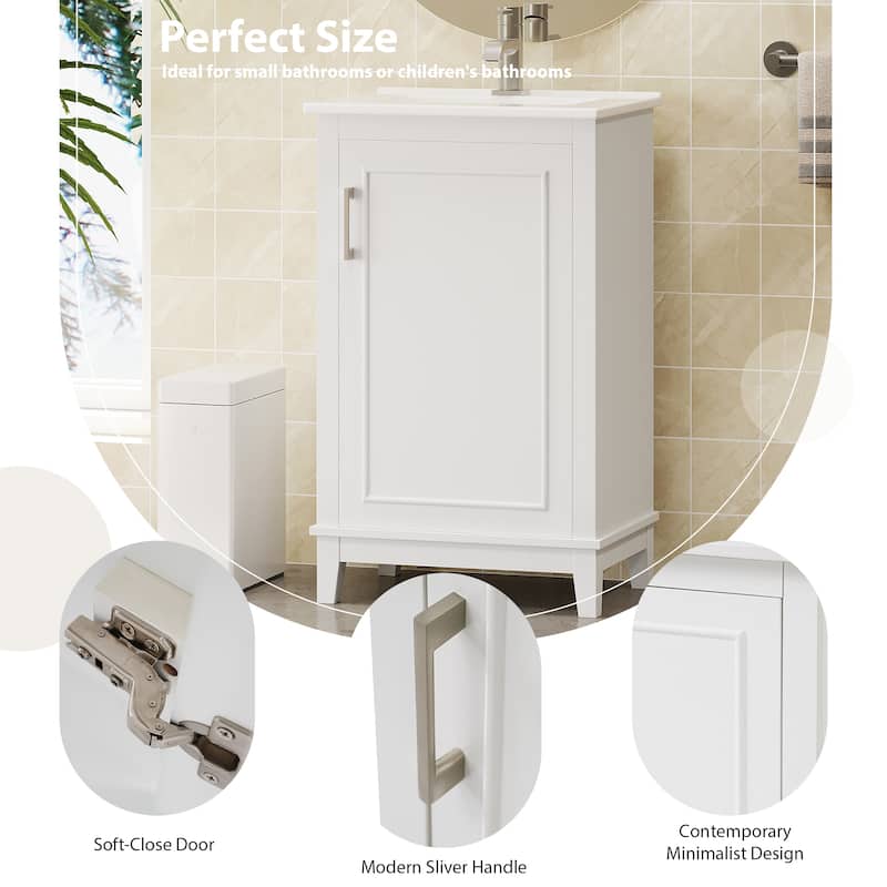 Bathroom Vanity with Sink, Small Bathroom Cabinet with Storage Racks, Single Basin Vanity Set with Soft-Close Door