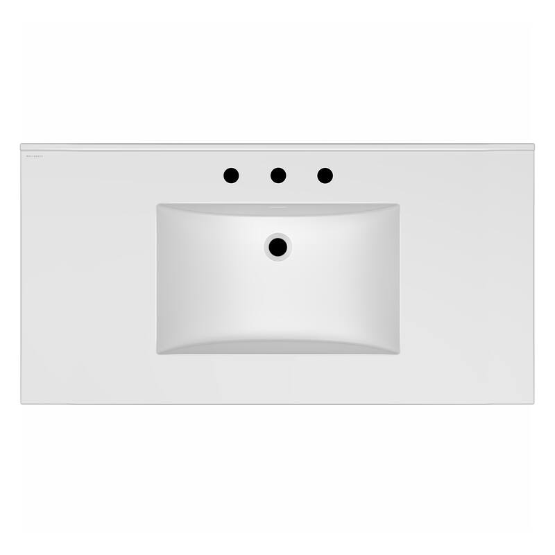 Countertop Vanity Sink with Integrated Rectangular Bowl