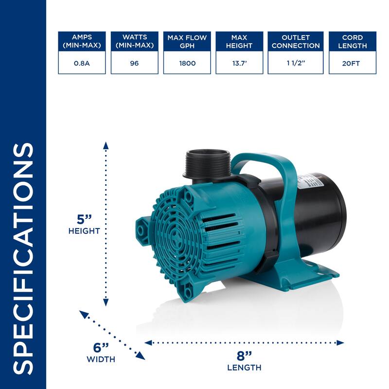 Alpine Corporation Energy-Saving Vortex Pump for Ponds, Fountains, Waterfalls, and Water Circulation