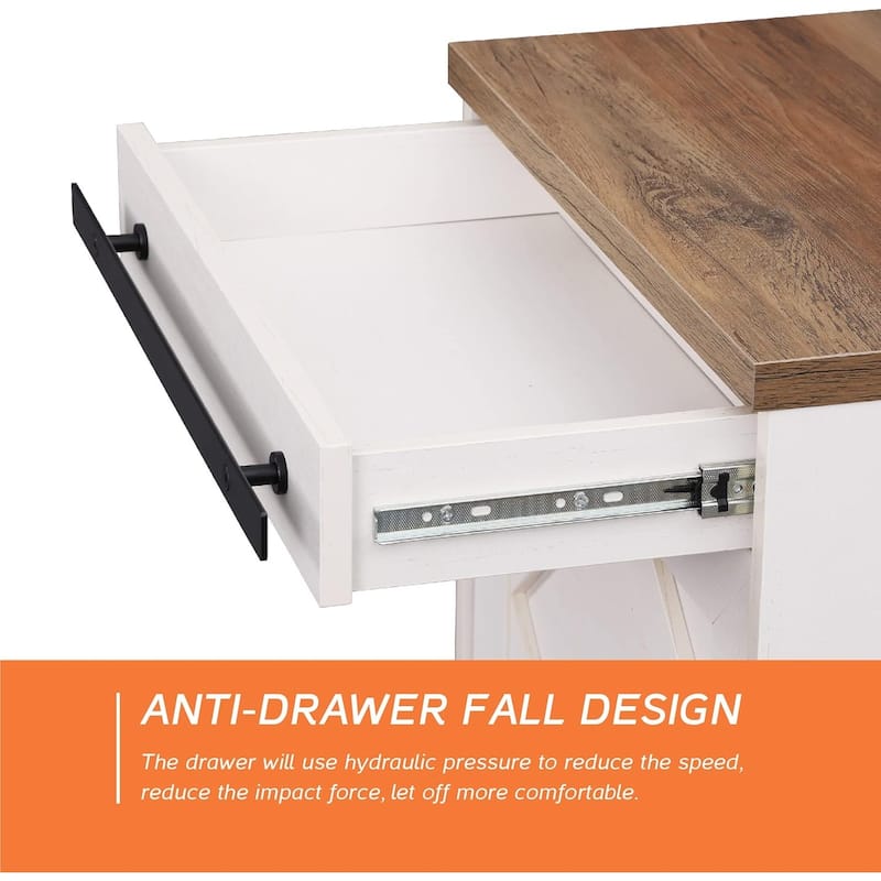 WAMPAT Farmhouse Nightstand with Drawer and Cabinet for Bed Room
