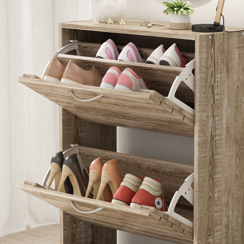 Shoe Cabinet with Flip Drawer for Entryway Rack Storage Organizer