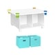 preview thumbnail 5 of 5, RiverRidge Kids Desk and Art Activity Table with 4 Storage Cubbies and 4 Removable Storage Cups - White 2 Aqua Bins