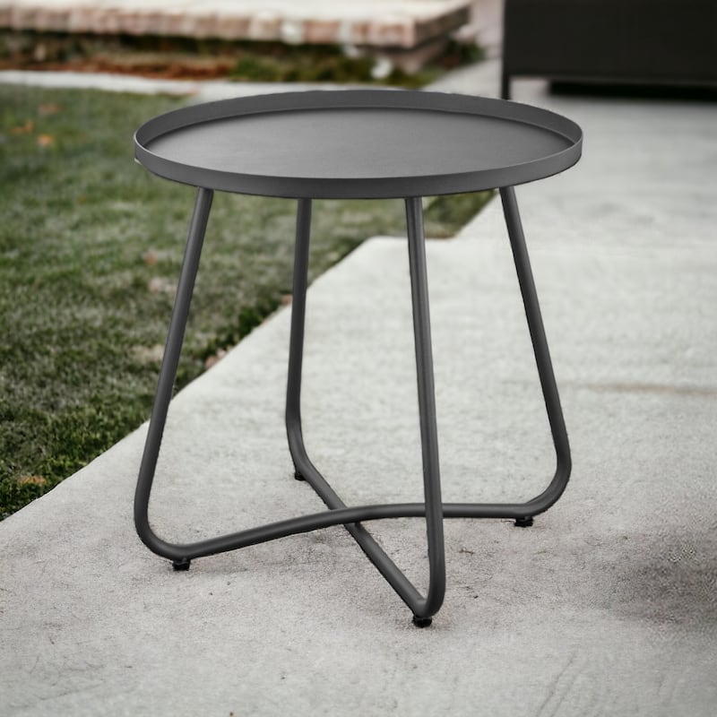 18inch Gray Rounded Aluminum Outdoor Side Table - Gray