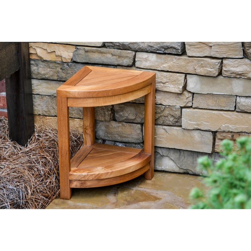 Jakarta Teak Wood Outdoor Shower Stool - 12"L x 16.5"W x 18"H