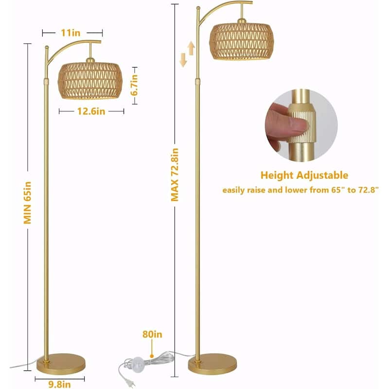 Versatile Arc Floor Lamp with Remote, Adjustable Brightness and 360° Rotatable Arm