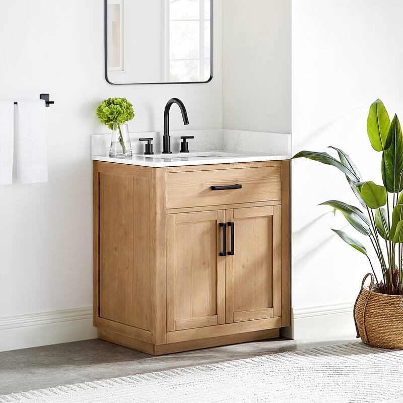 Altair Gavino Bath Vanity with Grain White Composite Stone Top, no Mirror