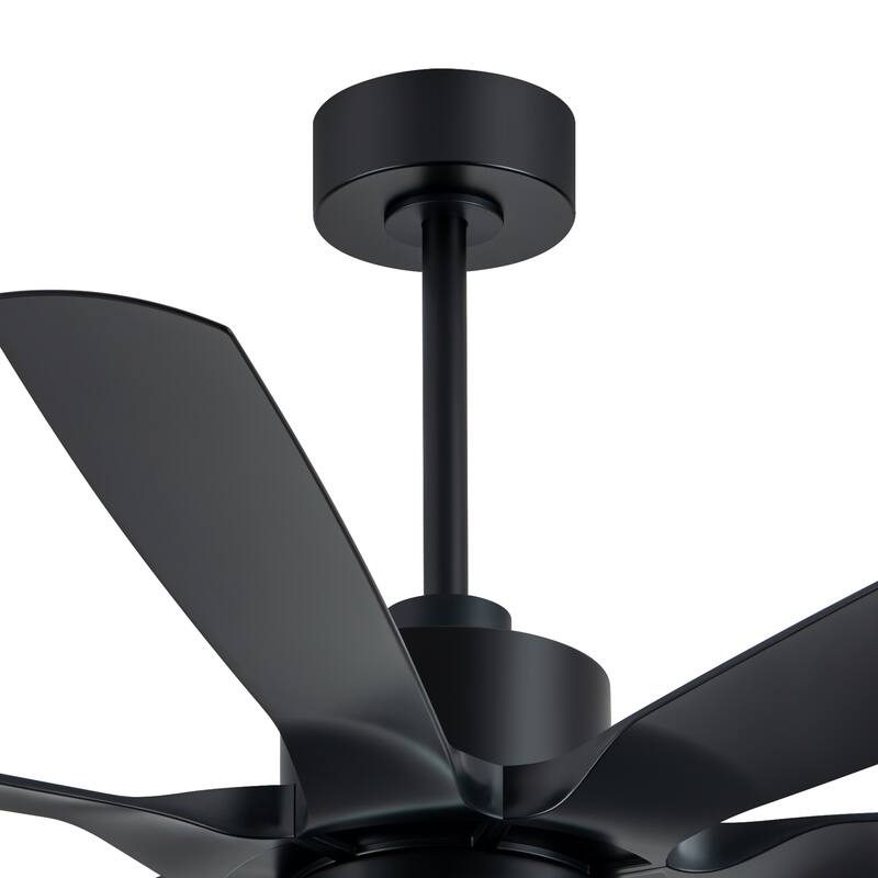 60" Mattle Black ABS 7-Blade LED Ceiling Fan with Light and Remote
