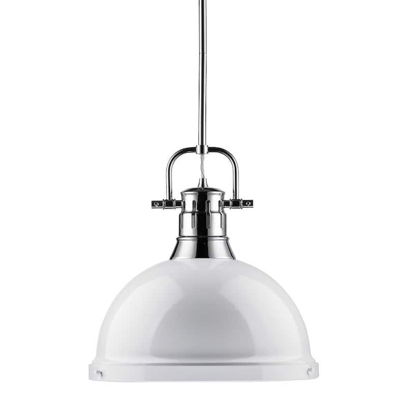 Golden Lighting Duncan Single Light 14" Wide Pendant - White
