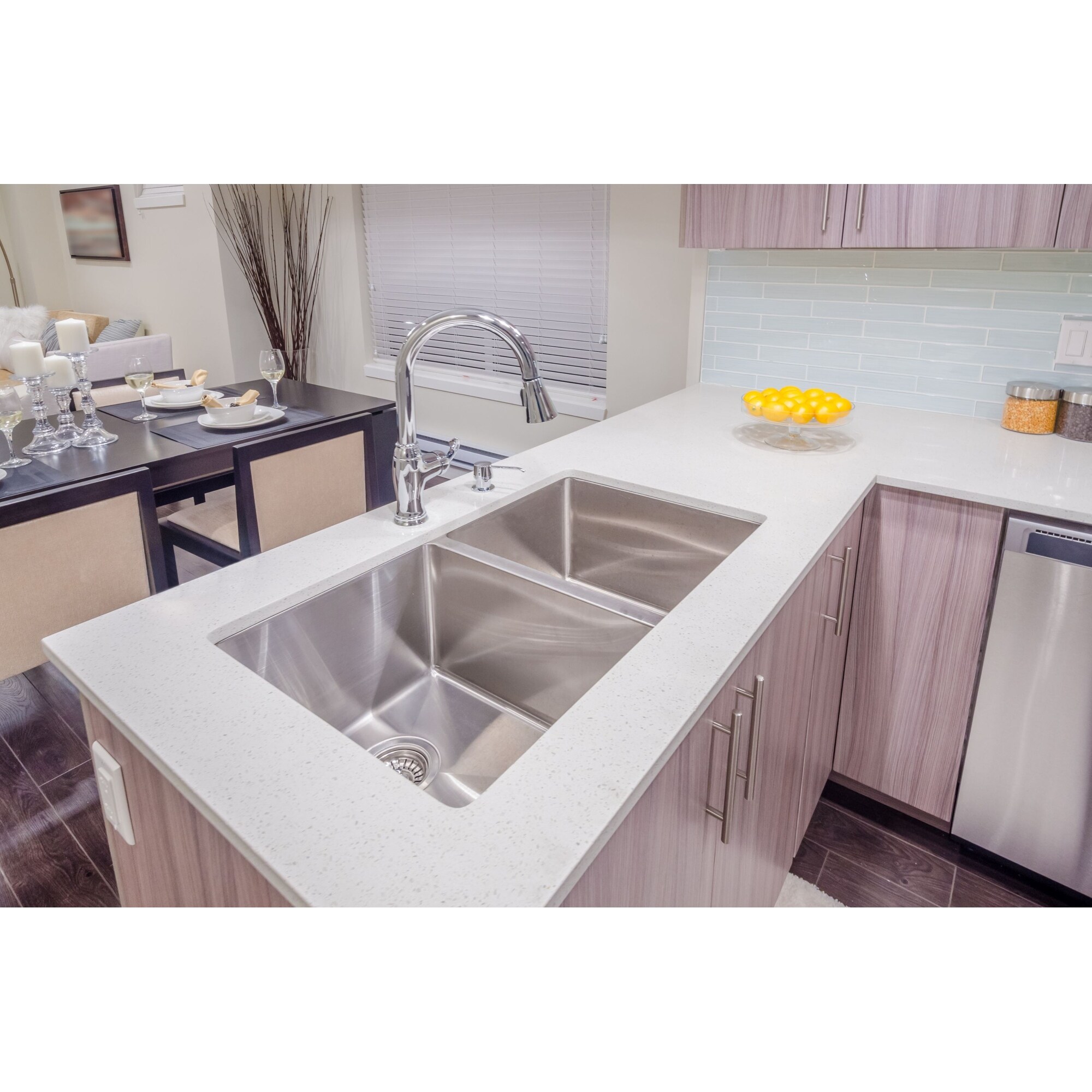 Shop Karran 32 Undermount Double Equal Bowl Stainless Steel Sink Kit Overstock 31607953