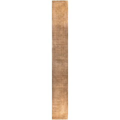 Overdyed One-of-a-Kind Hand-Knotted Runner Rug - Beige - 2' 8" x 21' 4"