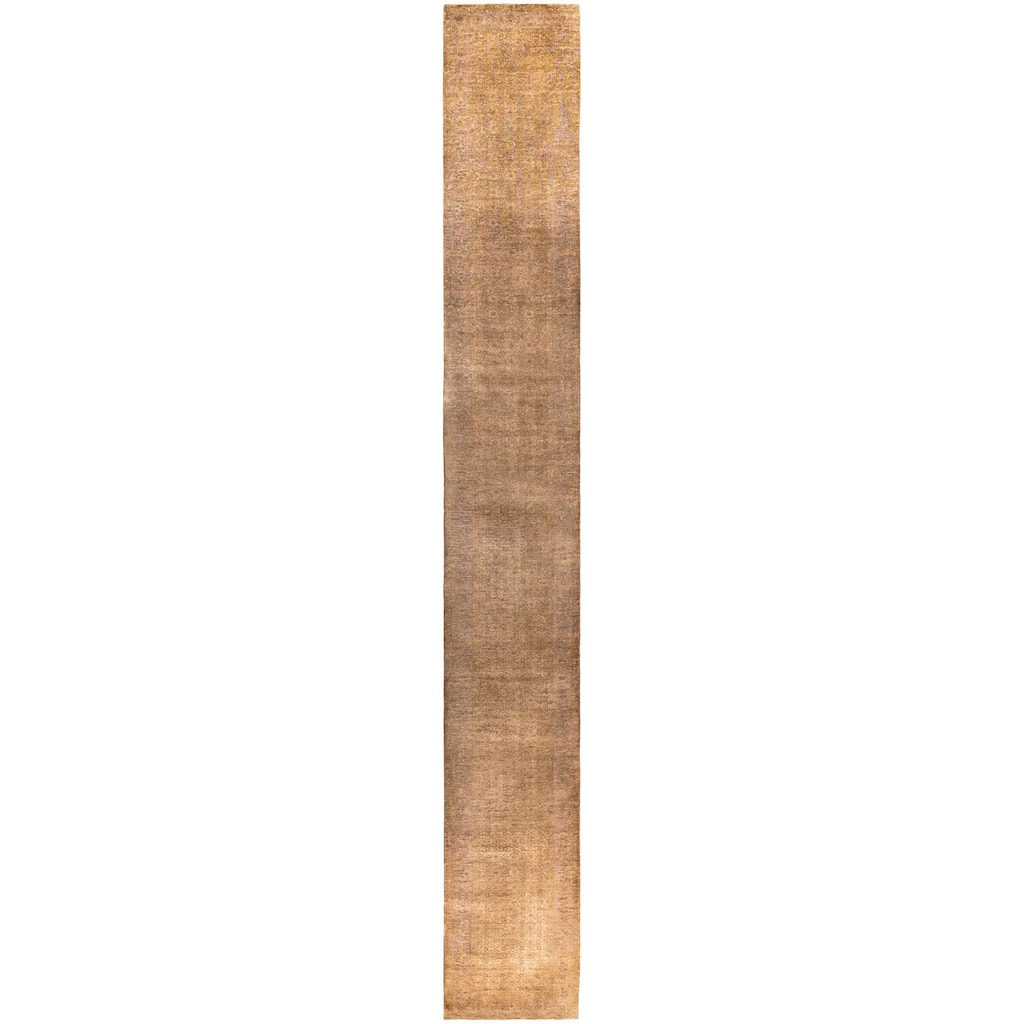 Overdyed One-of-a-Kind Hand-Knotted Runner Rug - Beige - 2' 8" x 21' 4"