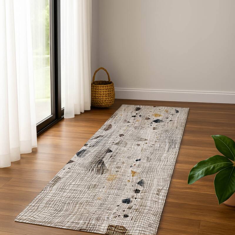 Premium Washable Super Soft Contempo Glam Mayfield Rug - Linen - 2'3" x 7'6"
