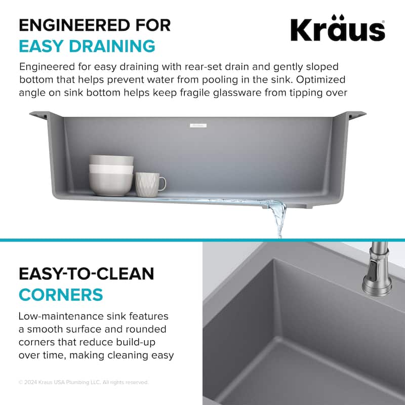 KRAUS Forteza Granite 33 inch Undermount Drop-in Kitchen Sink