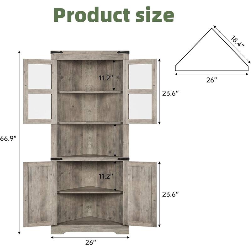 Corner Cabinet with Barn Door and Adjustable Shelves